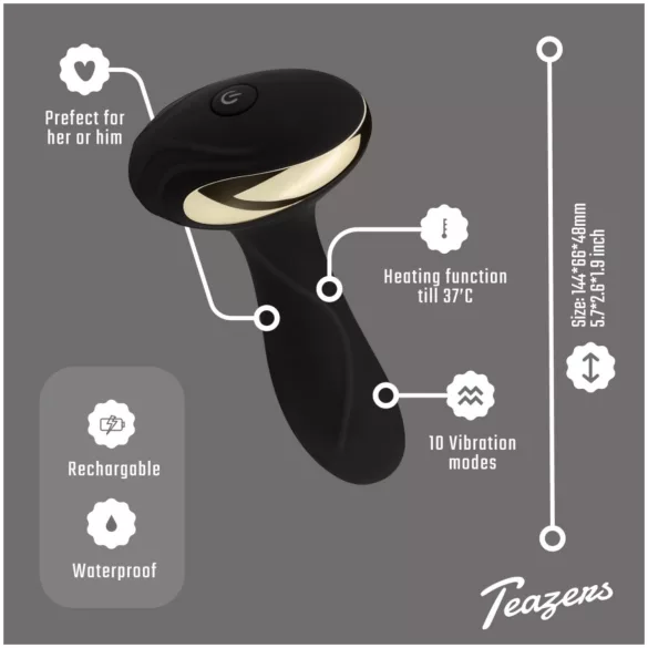 Teazers - verwarmde anale vibrator en prostaatstimulator (zwart)