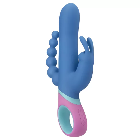 PMV20 Vice Double - rabbit vibrator - roterend, drie armen - silicone blauw