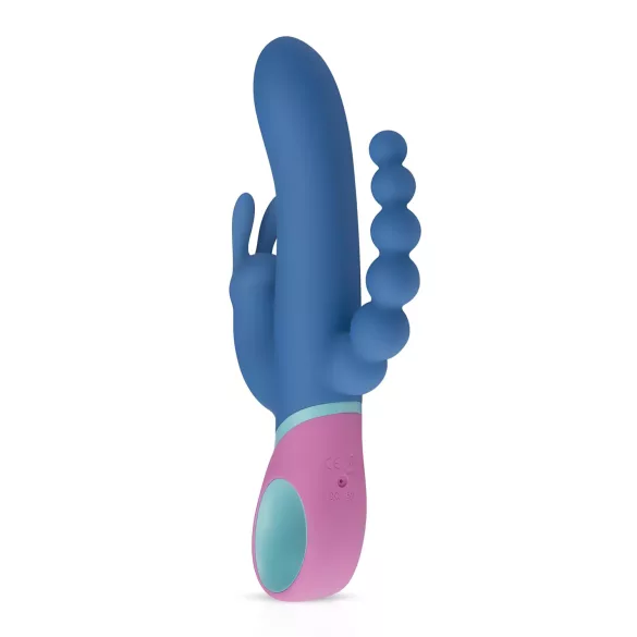 PMV20 Vice Double - rabbit vibrator - roterend, drie armen - silicone blauw