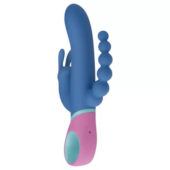 PMV20 Vice Double - rabbit vibrator - roterend, drie armen - silicone blauw
