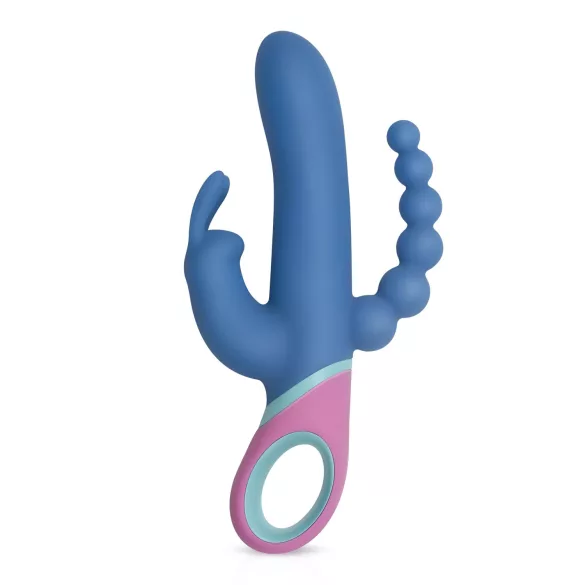 PMV20 Vice Double - rabbit vibrator - roterend, drie armen - silicone blauw