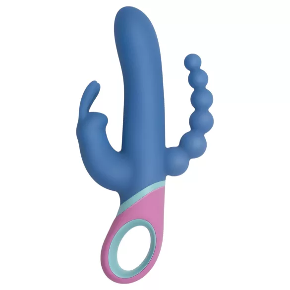 PMV20 Vice Double - rabbit vibrator - roterend, drie armen - silicone blauw