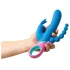 PMV20 Vice Double - rabbit vibrator - roterend, drie armen - silicone blauw