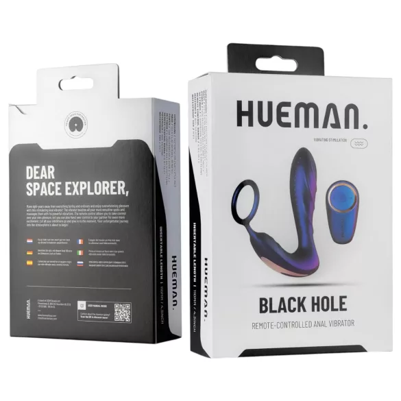 Hueman Black Hole - vibrerende anaaltoy met afstandsbediening en penisring (paars)