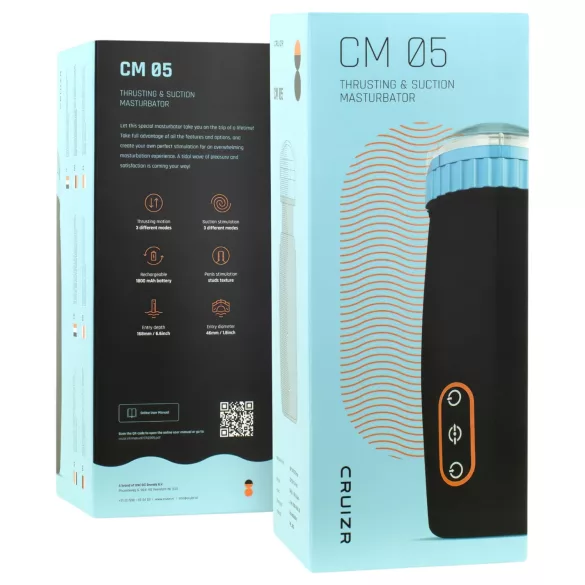CRUIZR CM05 - automatische masturbaator - zuig- en stootfunctie - zwart/blauw