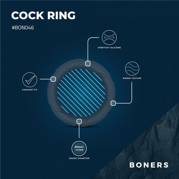 Boners Ergo - siliconen penisring (grijs)