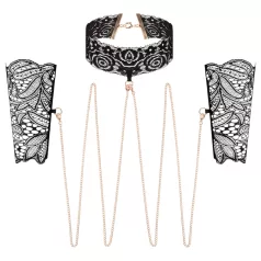 Rosy Gold - halsband en polsboeien set - zwart