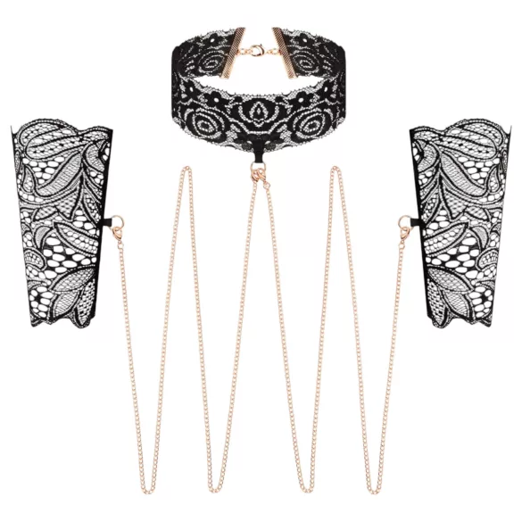 Rosy Gold - halsband en polsboeien set - zwart