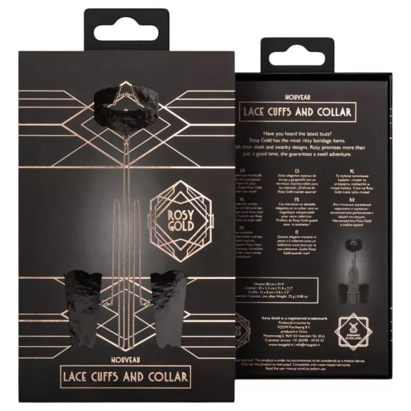 Rosy Gold - halsband en polsboeien set - zwart