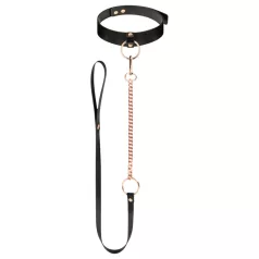   Rosy Gold - halsband en leash - verstelbaar - zwart/roségoud