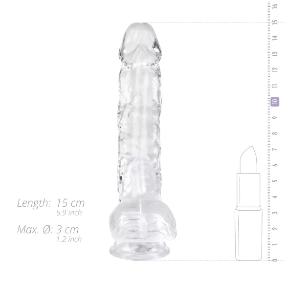 EasyToys - dildo met ballen - 13,5cm - transparant