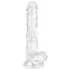 EasyToys - dildo met ballen - transparant - 17cm
