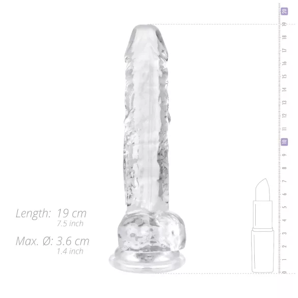 EasyToys - dildo met ballen - transparant - 17cm