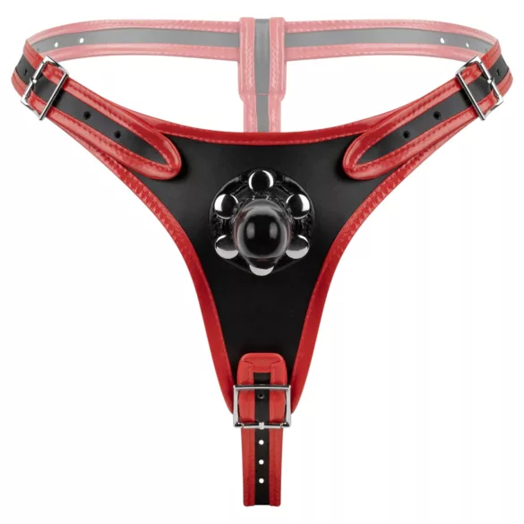 Easytoys - strap-on slip met drievoudige dildo - zwart