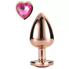   Gleaming Love - aluminium buttplug met hartvormige steen - roze goud