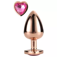   Gleaming Love - buttplug aluminium hartvormige steen - M - roségoud