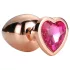 Gleaming Love - buttplug aluminium hartvormige steen - M - roségoud
