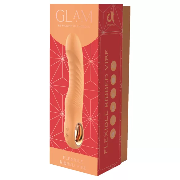 Glam - flexibele geribbelde vibrator (perzikkleurig)