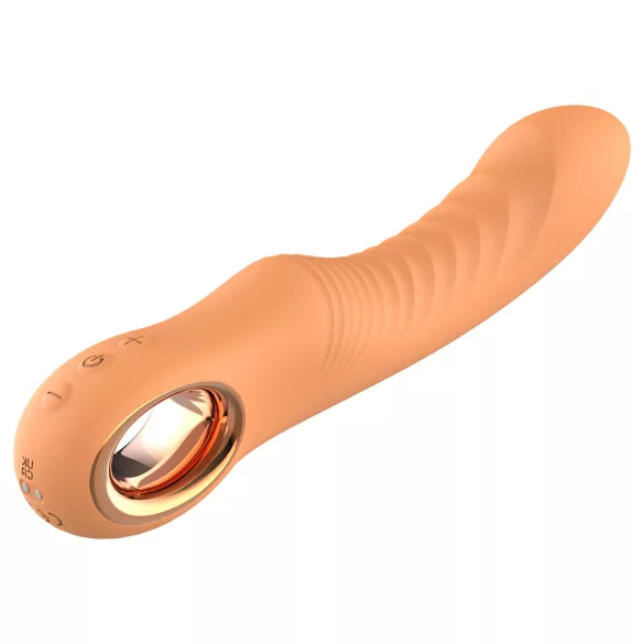 Glam - flexibele geribbelde vibrator (perzikkleurig)