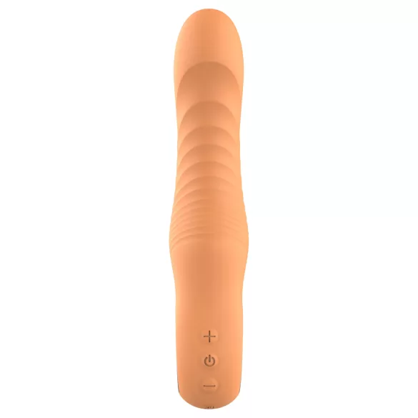 Glam - flexibele geribbelde vibrator (perzikkleurig)