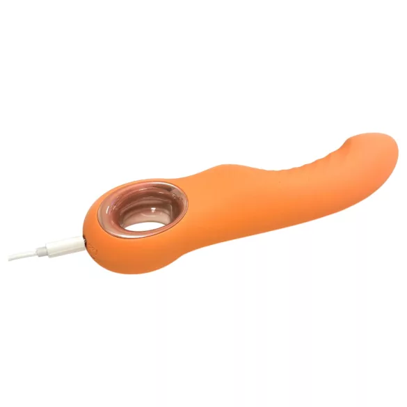 Glam - flexibele geribbelde vibrator (perzikkleurig)