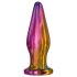 Glamour Glas - kegelvormige, kleurrijke, glazen anale vibrator met radiofunctie
