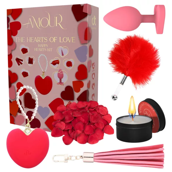 Dreamtoys Amour - hartvormige vibrator cadeauset (rood)