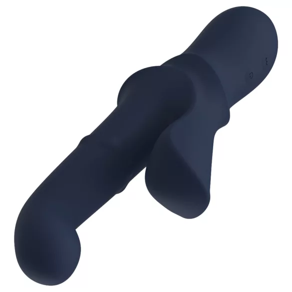 Goddess Iris - parelversierde vibrator met clitorisstimulator (blauw)