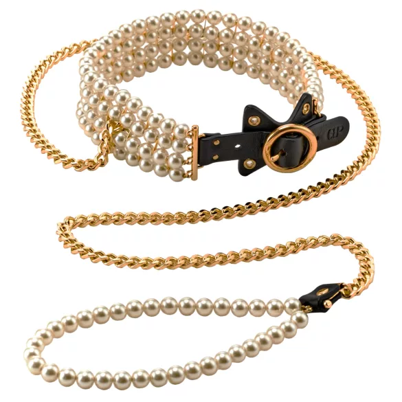 Allure - choker met parels en halsband - zwart