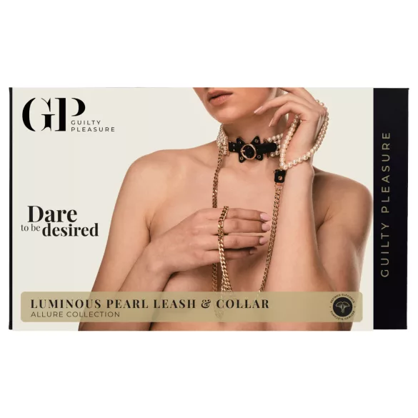 Allure - choker met parels en halsband - zwart
