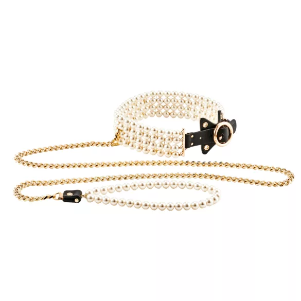 Allure - choker met parels en halsband - zwart