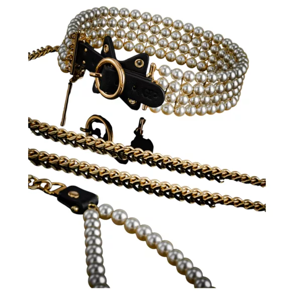 Allure - choker met parels en halsband - zwart