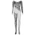 Obsessive F210 - Rozenmotief, lange mouwen net catsuit - zwart (S-L)