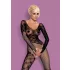 Obsessive F210 - lingerie catsuit - rozenmotief - zwart - S-L