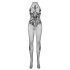 Obsessive G308 - patroon, halter nek bodystocking - zwart (S-L)