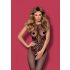 Obsessive G308 - patroon, halter nek bodystocking - zwart (S-L)