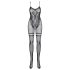 Obsessive F213 - Bloemen Net Catsuit - Zwart (S-L)