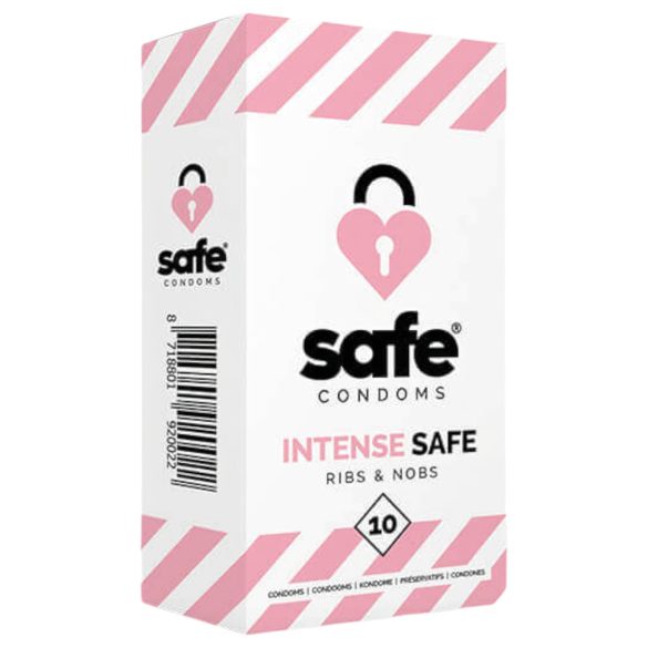 SAFE Intense Veilig - geribbelde en genopte condooms (10 stuks)