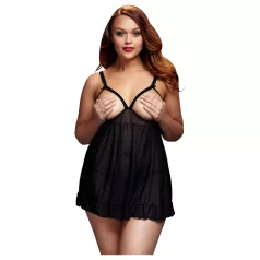 BACI - babydoll grote maten - open en stippen - zwart XL-XXL