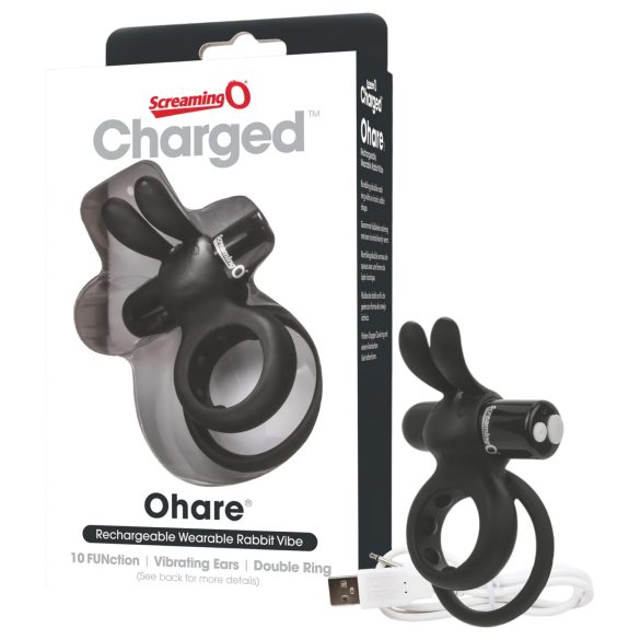 Screaming O Ohare - konijnen vibratorring (zwart)