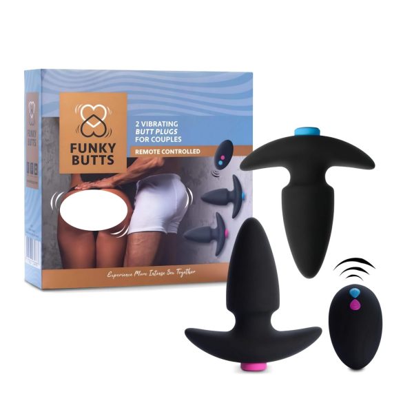 FEELZTOYS Funkybutts - draadloze oplaadbare anale vibrator set (zwart)