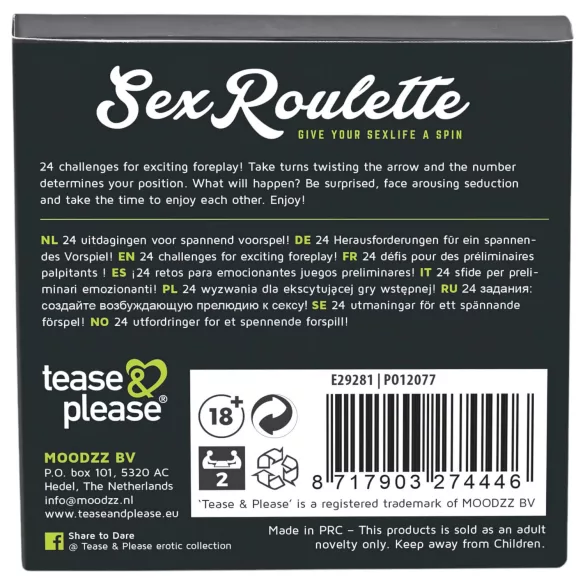 tease & please - Sex Roulette Foreplay - Roulette Gezelschapsspel voor Stelletjes