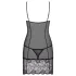 Obsessive - nachtjurk met kant en string - zwart - L/XL