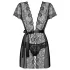 Obsessive - kanten kimono met string - zwart - L/XL