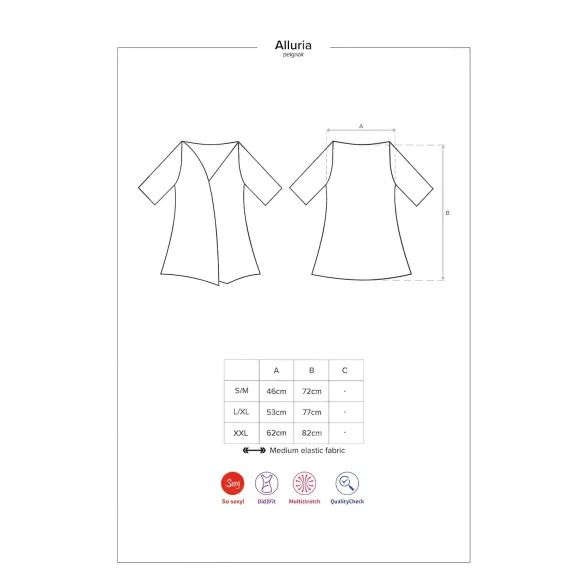 Obsessive - kanten kimono met string - zwart - L/XL