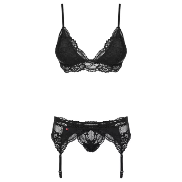 Obsessive - lingerie set - kanten details - zwart