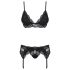Obsessive 810-SEG-1 - kanten lingerie set (zwart)