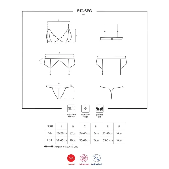Obsessive - lingerie set - kanten details - zwart