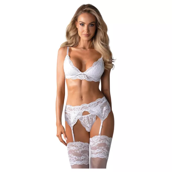 Obsessive - lingerie set - kant, 2-delig - wit - L/XL