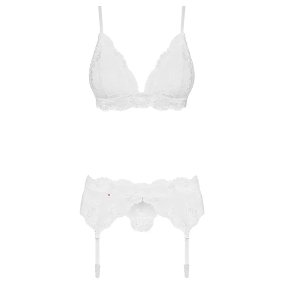 Obsessive - lingerie set - kant, 2-delig - wit - L/XL